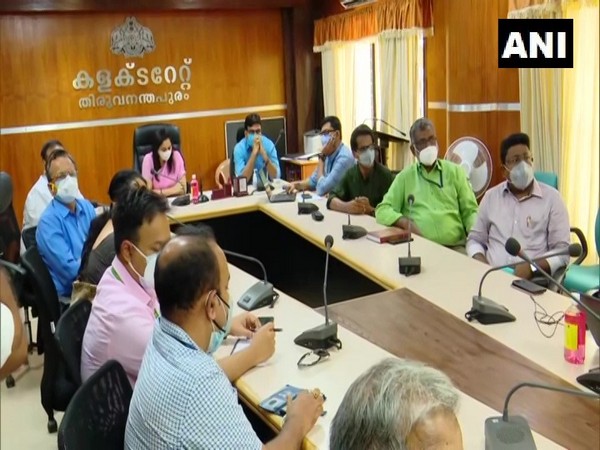 Visuals from the meeting of a central team with Thiruvananthapuram District Collector and health department officials. 