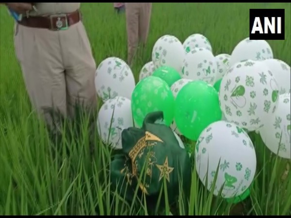 Balloons with Pakistani flag imprinted on them found in Punjab's Sandoa village on Sunday. [Photo/ANI]