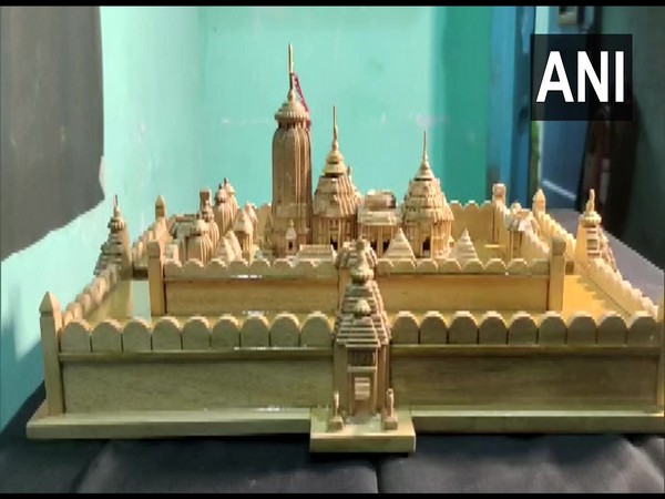 Dilip Moharana's miniature replica of Puri's Jagannath Temple. (Photo/ANI)