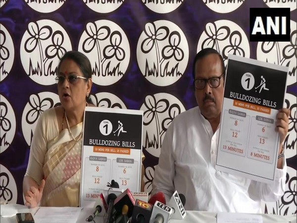 TMC MPs Kakoli Ghosh Dastidar and Sukhendu Sekhar Roy at press conference in Delhi (Photo/ANI)