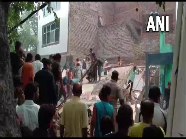 A visual from the site of building collapse in Delhi's Nand Nagri on Saturday. [Photo/ANI]