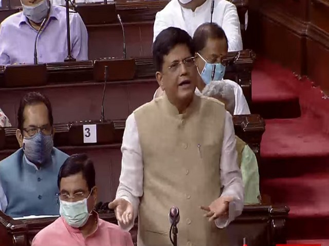 BJP MP and Leader of the House in Rajya Sabha, Piyush Goyal speaking in the Upper House on Wednesday.