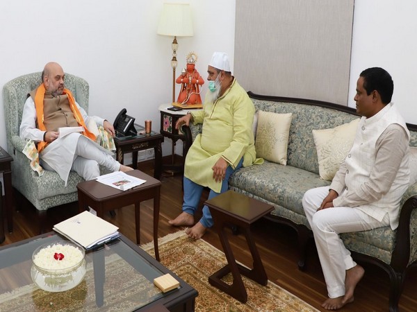AIUDF chief Badruddin Ajmal's meeting with Union Home Minister Amit Shah in Delhi (Photo/ANI)
