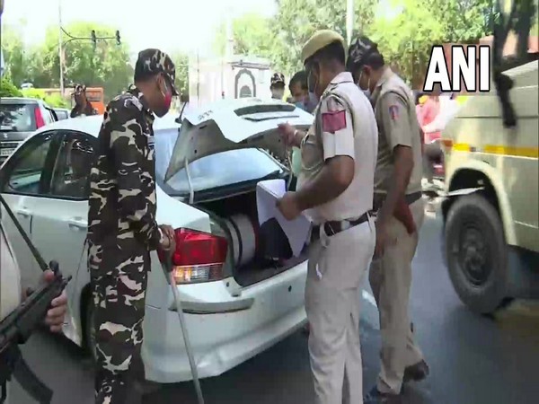 Delhi Police checking vehicles and ID cards as security tightened in the national capital. (Photo/ANI)