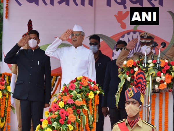 Chhattisgarh Chief Minister Bhupesh Baghel at Police Parade Ground in Raipur (Photo/ANI)