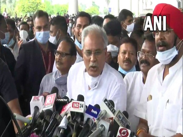 Chattisgarh Chief Minster Bhupesh Baghel in Raipur on Saturday. (Photo/ANI)