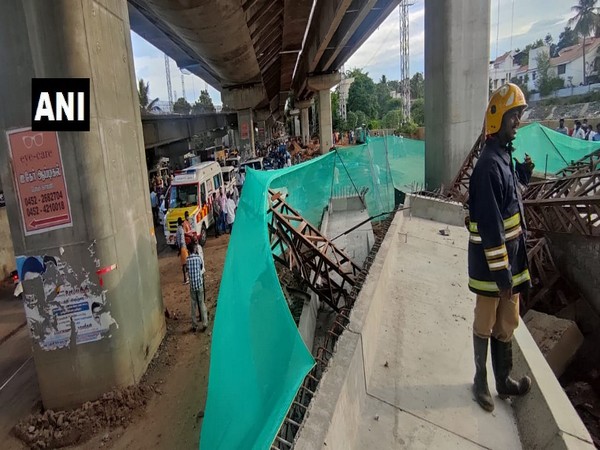 Visual from Madurai where a portion of a flyover collapsed. (Photo/ANI)