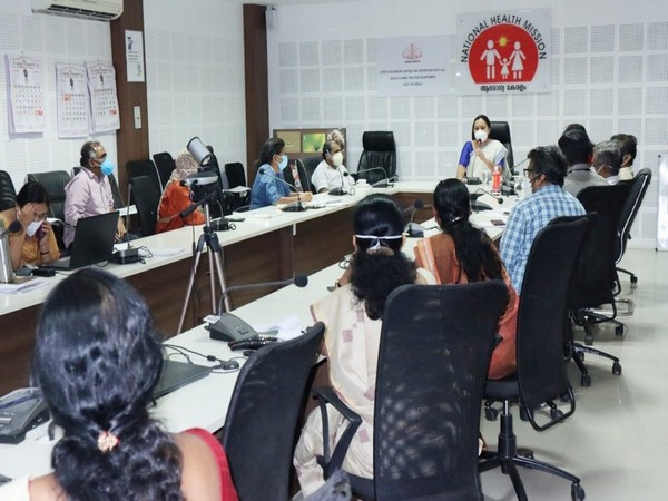 Kerala Health Minister Veena George with the officials. (Photo/ANI)