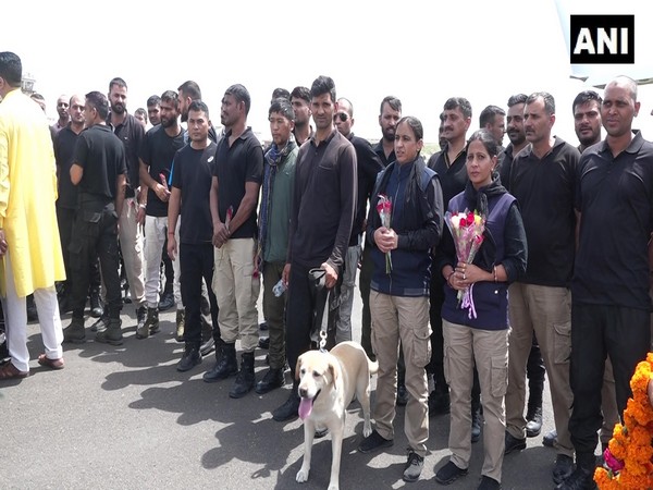 ITBP personnel, sniffer dog of Indian embassy in Afghanistan on their return to India (Photo/ANI)