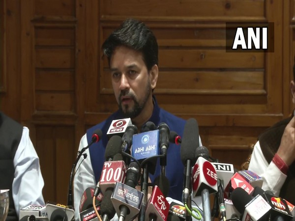 Union Minister Anurag Thakur during his press conference in Shimla. (Photo/ANI)
