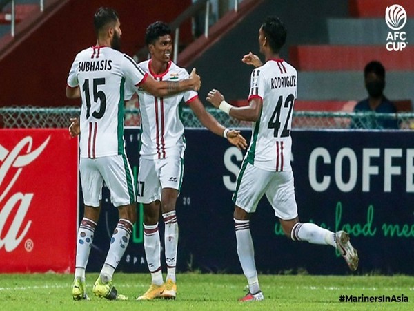 ATK Mohun Bagan team celebrating during the match (Image: ATK Mohun Bagan;s Twitter)