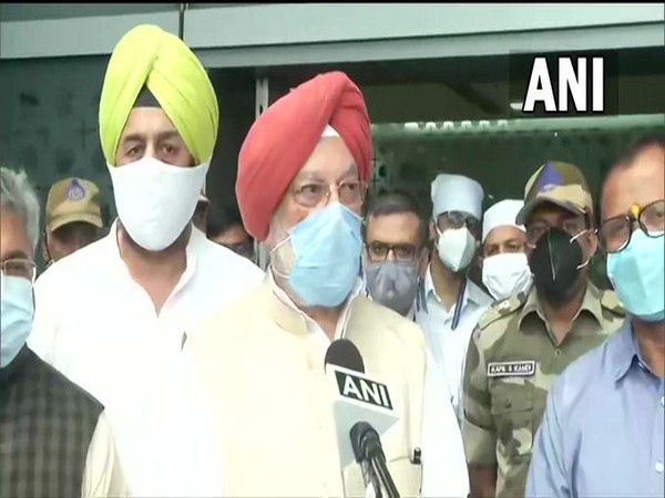 Union Minister Hardeep Singh Puri speaking to ANI on Tuesday at the Delhi airport