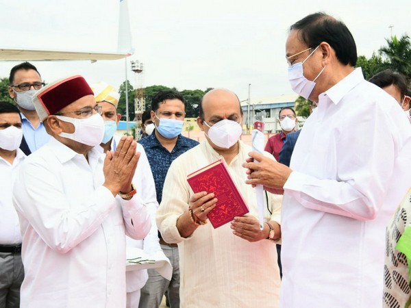 Vice President Venkaiah Naidu leaving Bengaluru airport. (Photo/ANI)