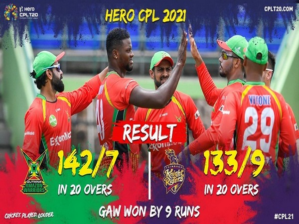 Guyana Amazon Warriors defeated TKR in CPL 2021 first match (Image: CPL)
