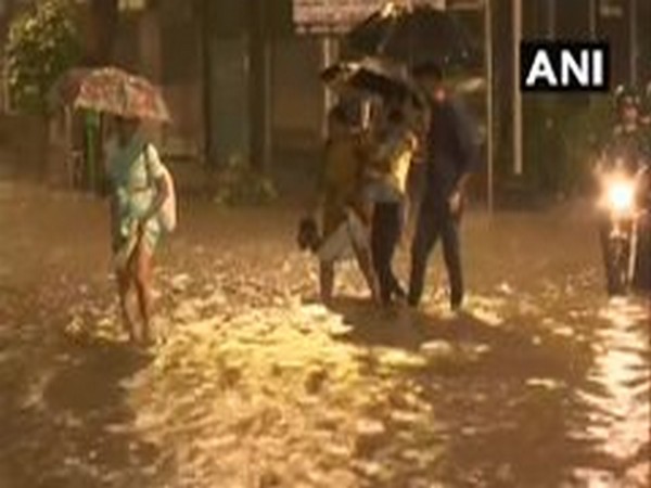Water logging in Hindmata area following heavy rainfall in the city. [Photo/ANI]