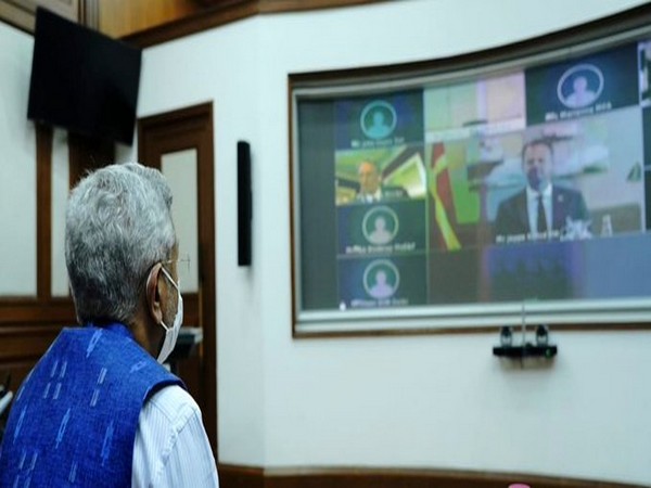External Affairs Minister S Jaishankar on Tuesday held his first virtual joint commission with his Denmark counterpart Jeppe Kofod. (Photo tweeted by EAM)