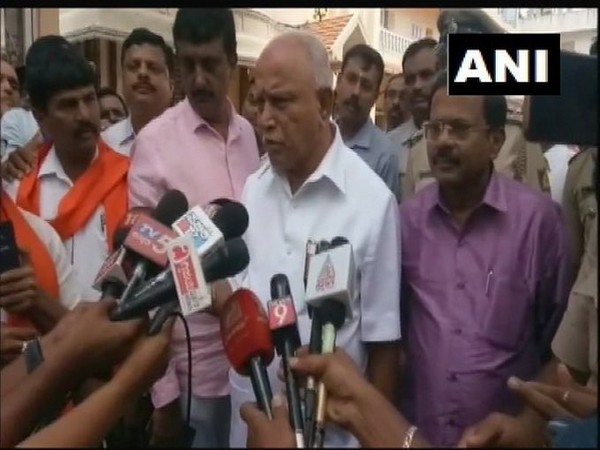 BS Yeddyurappa, BJP at RSS office in Chamrajpet, Bengaluru [Photo/ANI]