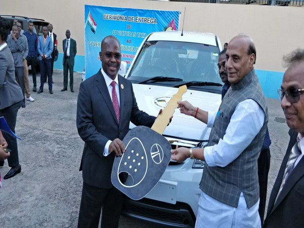 Mozambique Minister of Interior Basilio Monteiro with Defence Minister Rajnath Singh on Tuesday in  Maputo.