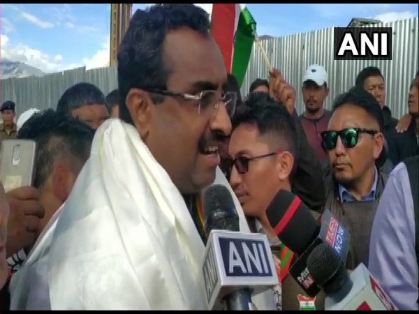 BJP General Secretary Ram Madhav in Leh on Thursday. Photo/ANI
