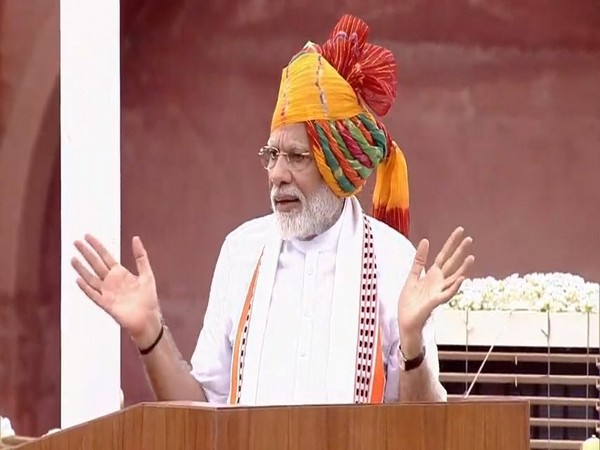 Prime Minister Narendra Modi speaking on the occasion of Independence Day in Delhi on Thursday. Photo/ANI