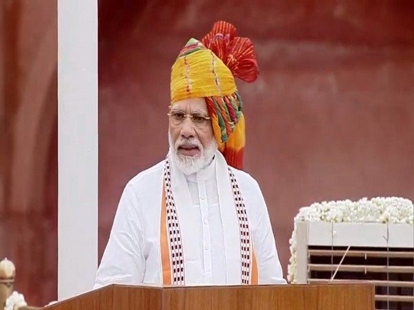 Prime Minister Narendra Modi addresses nation on the occasion of 73rd Independence Day. [Photo/ANI]