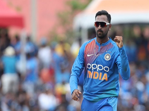 Indian spinner Krunal Pandya in action against West Indies in the second T20I (Photo/ BCCI Twitter)