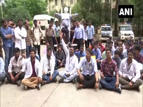 Visuals from doctors protest in Hyderabad, Telangana.
