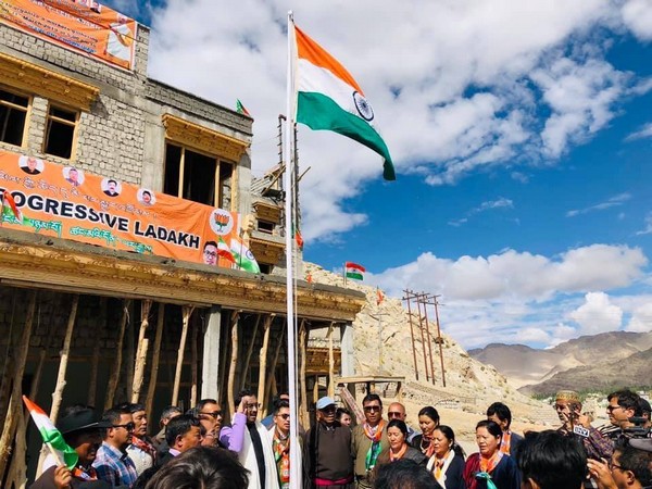 BJP leader Ram Madhav celebrating 73rd Independence Day in Ladakh. 