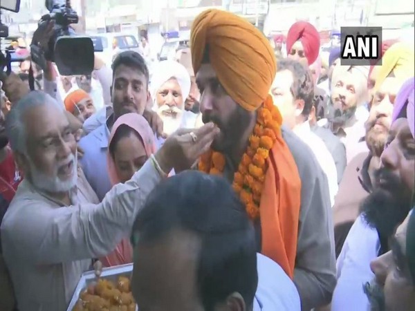Navjot Singh Sidhu in Amritsar East Assembly constituency. Photo/ANI 