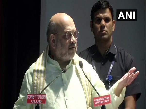 Union Home Minister Amit Shah addressing an event in New Delhi on Sunday. Photo/ANI