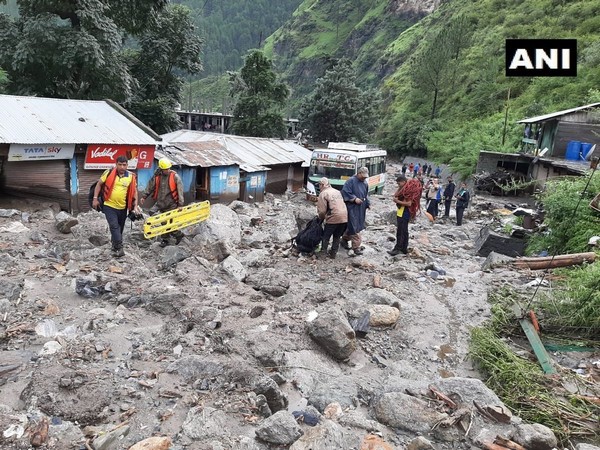 SDRF during a rescue and relief operation in Uttarakshi on August 19. Photo/ANI