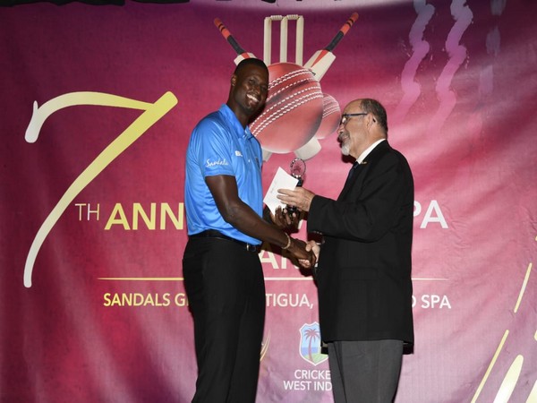 Jason Holder receives CWI Test Player of the Year award (Photo/ Windies Cricket Twitter)