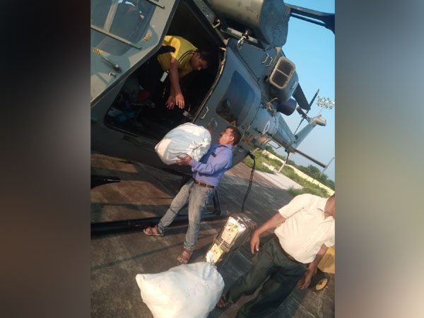  6 quintal of relief material have been sent by Air Force helicopters to flood hit Mori Tehsil of Uttarkashi district. [Photo/ANI]