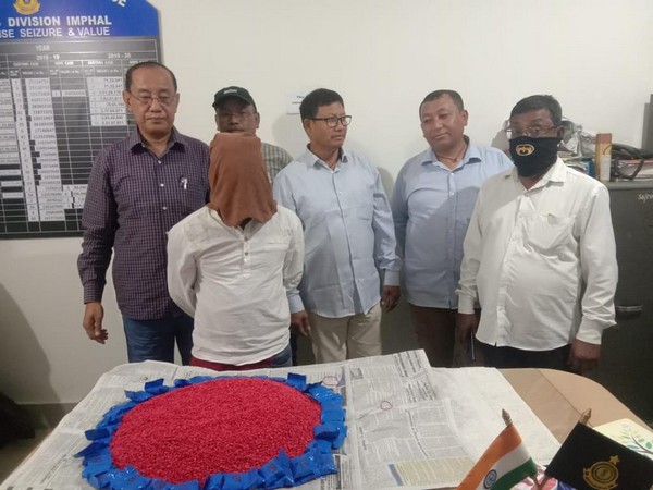 Manipur: Anti-Smuggling Unit of Customs Division, Imphal has seized 1,00,000 Amphetamine tablets worth approximately Rs 10 crore, in Thoubal [Photo/ANI]