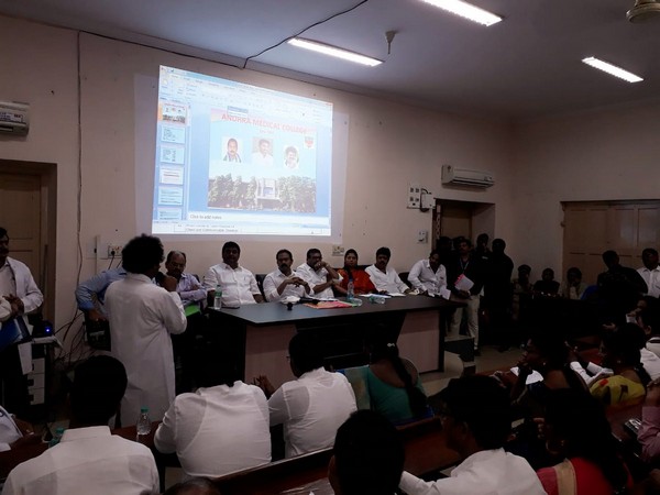 Ministers and officials during a review meeting in Visakhapatnam on Saturday. Photo/Twitter@IPR_AP