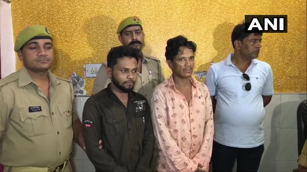The arrested Bangladeshis in police custody in Kanpur