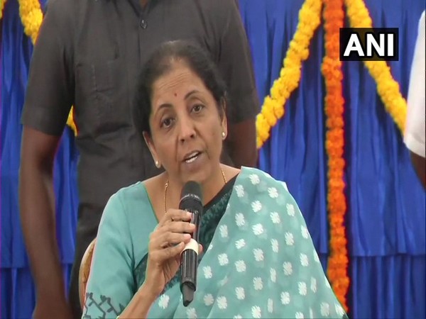 Finance Minister Nirmala Sitharaman addressing a presser in Chennai on Sunday. Photo/ANI