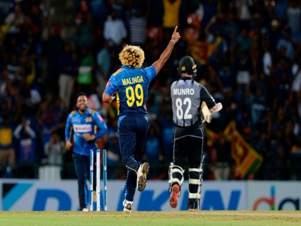 Lasith Malinga celebrates after taking wicket against New Zealand (Photo/ ICC Twitter)