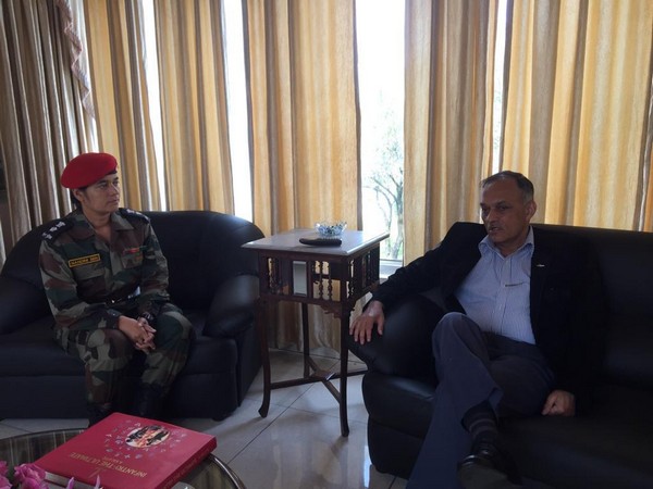 Colonel Commandant of the Military Police, Lt Gen Ashwani Kumar interviewing Lt Col Nandani in Srinagar for the role of instructor.