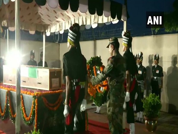 Wreath-laying ceremony for Army Grenadier Hemraj Jat in Jaipur. Photo/ANI