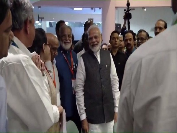 Prime Minister Narendra Modi at ISRO headquarters in Bengaluru on early Saturday morning.