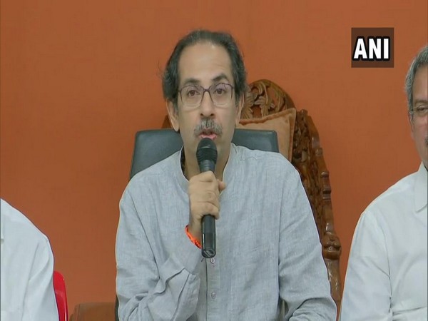 Shiv Sena chief Uddhav Thackeray talking to media in Mumbai on Friday. Photo/ANI