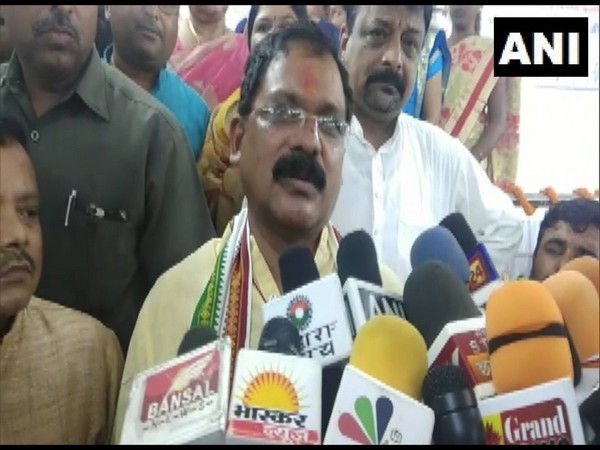 Chhattisgarh Food and Civil Supplies Minister Amarjeet Bhagat speaking to the media in Koriya on Monday. 