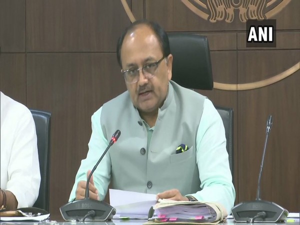 State minister Sidharth Nath Singh talking to reporters in Lucknow on Tuesday. Photo/ANI