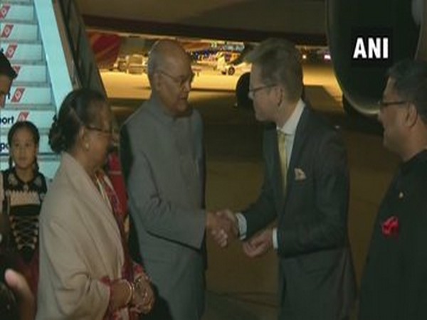 President Ram Nath Kovind and his wife Savita Kovind arrive in Bern