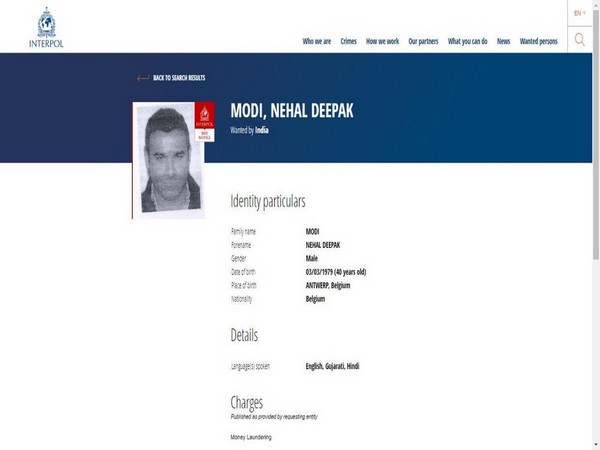 Red Corner Notice (RCN) issued by the Interpol on Friday 