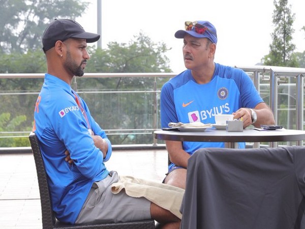 Coach Ravi Shastri with opening batsman Shikhar Dhawan(Photo/Ravi Shastri Twitter))