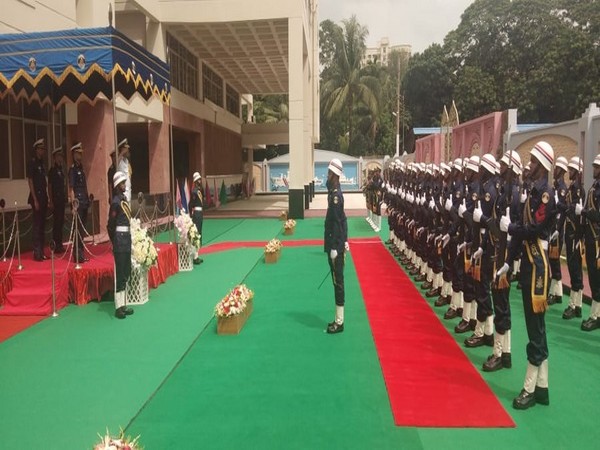 India Coast Guard Director General Krishnaswamy Natarajan being awarded Guard of Honour in Dhaka. Photo/ANI