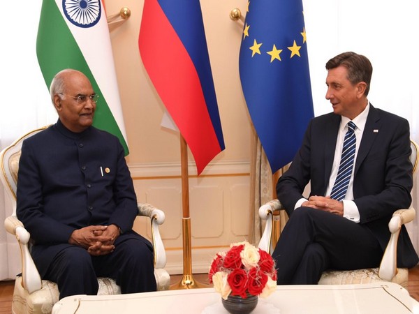 President Ram Nath Kovind and his Slovenian counterpart Borut Pahor in Ljubljana on Monday. Photo/Twitter