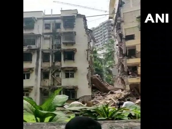 The partially collapsed building in Khar. Photo/ANI